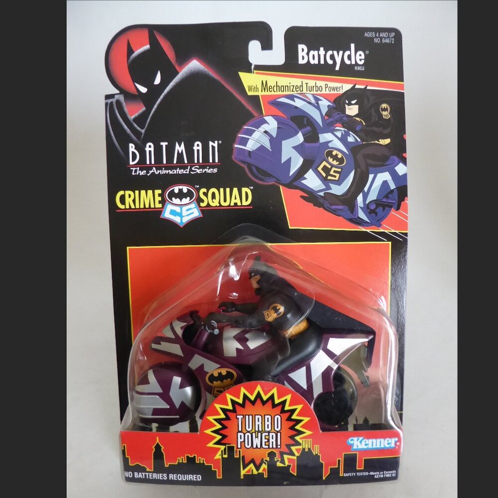 NEW 1995 KENNER BATMAN ANIMATED CRIME SQUAD BATCYCLE ACTION FIGURE (NEW)
